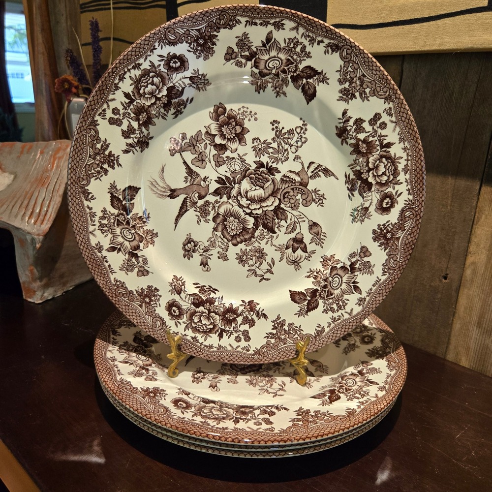 Royal Stafford 11" Dinner Plates Set of 3 Asiatic Pheasant Brown Bird England